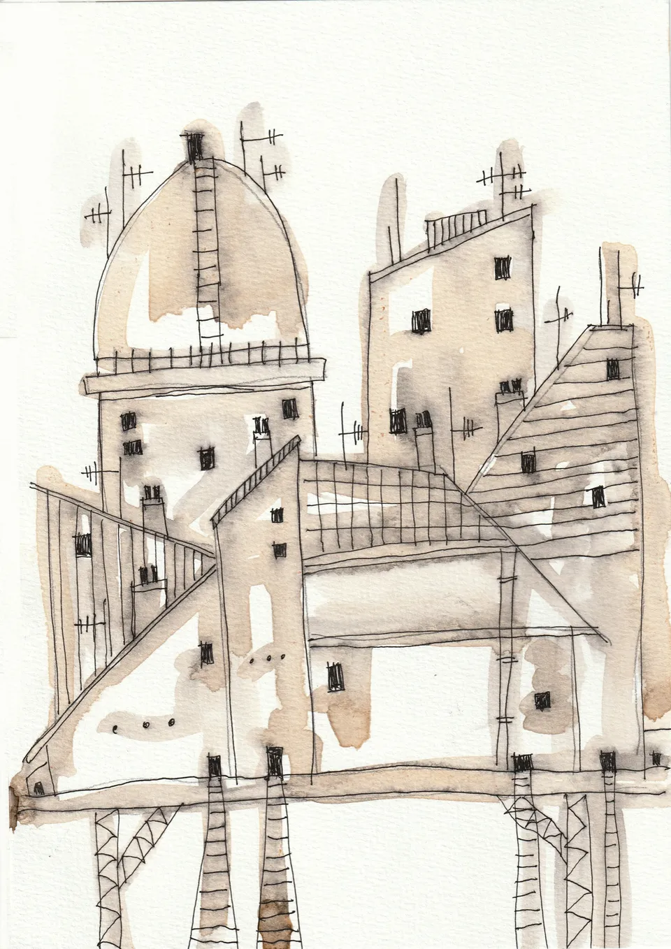 Momentos No. 11, ink and wash on paper