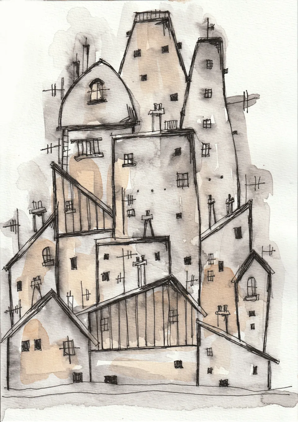 Momentos No. 12, ink and wash on paper
