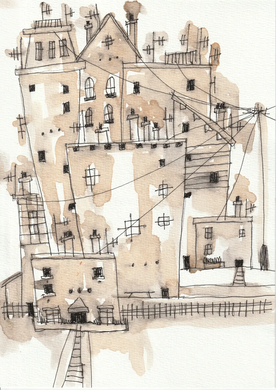 Momentos No. 13, ink and wash on paper