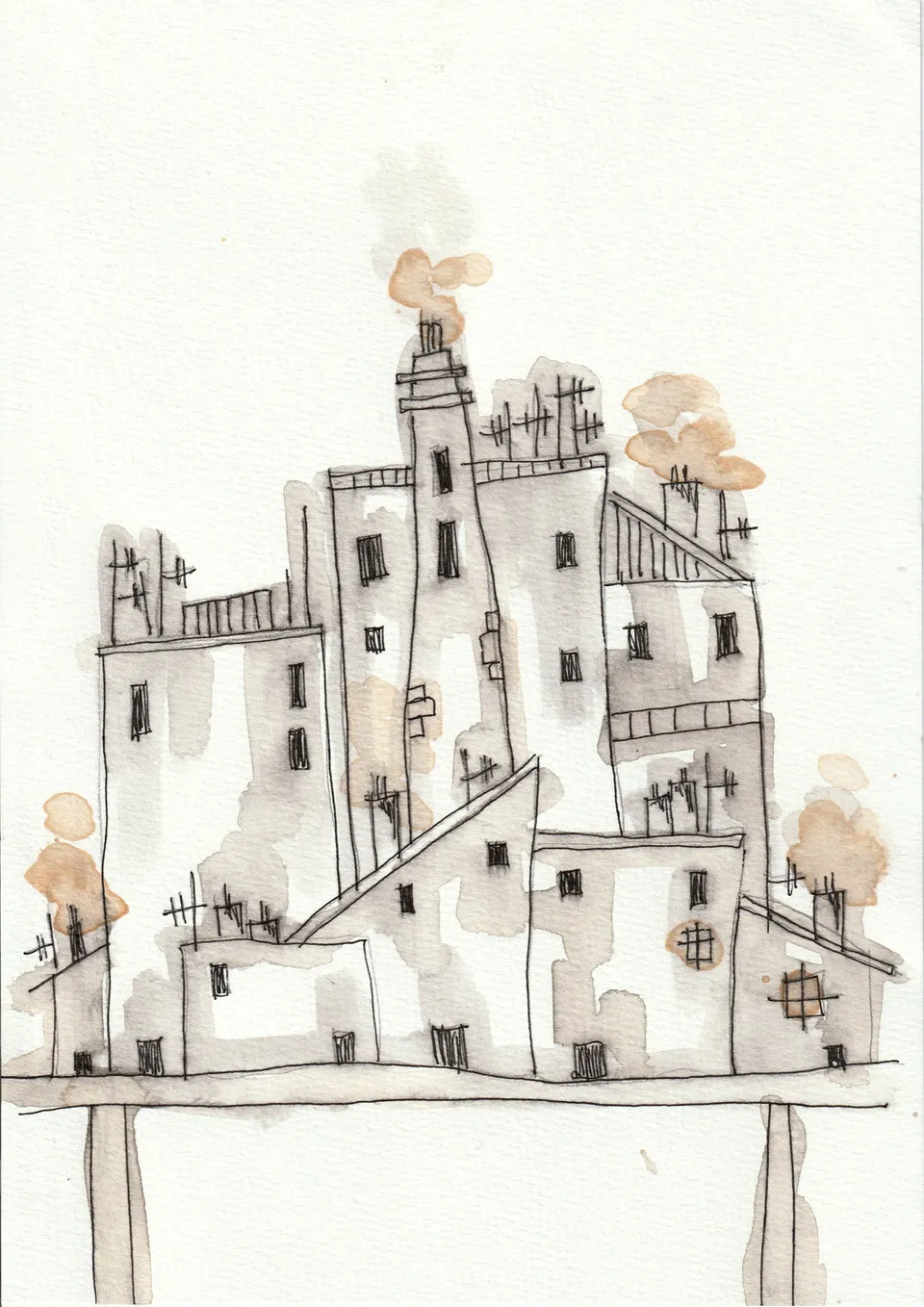 Momentos No. 15, ink and wash on paper