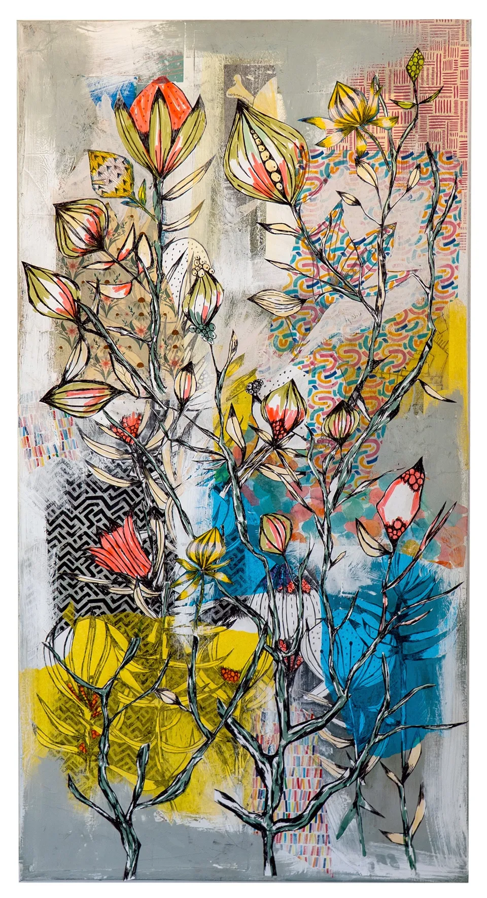Dawn, mixed media collage on canvas