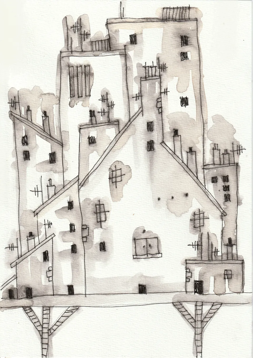 Momentos No. 4, ink and wash on paper